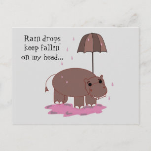 Carte Postale Hippopotame avec parapluie