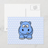 Carte Postale Hippopotame Bleu Mignon (Devant / Derrière)