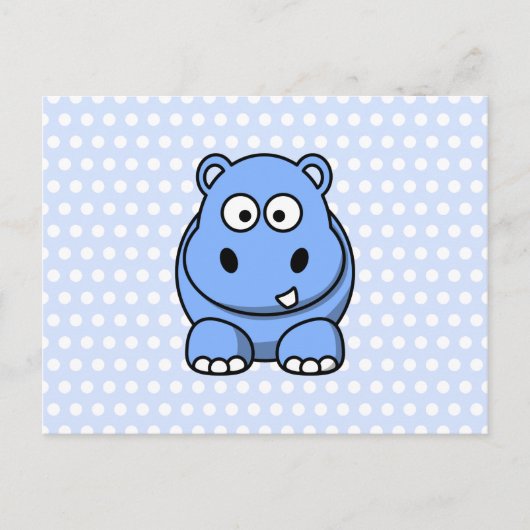 Carte Postale Hippopotame Bleu Mignon (Devant)