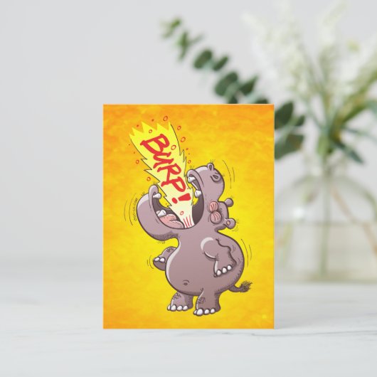 Carte Postale Hippopotame Burning (Debout devant)