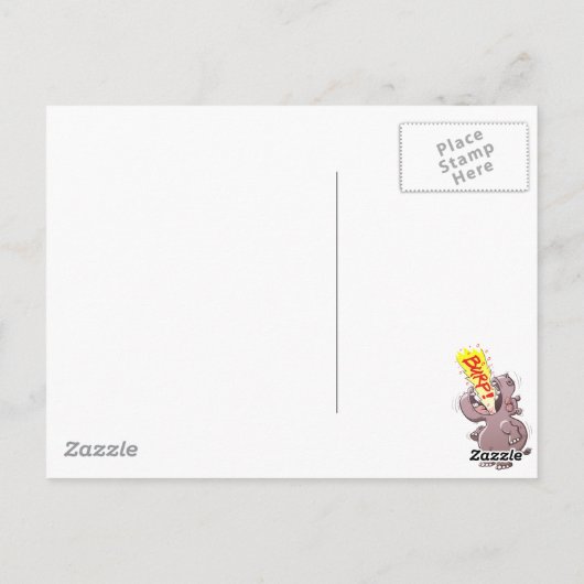 Carte Postale Hippopotame Burning (Dos)