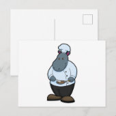 Carte Postale Hippopotame cuisinier à la poêle (Devant / Derrière)