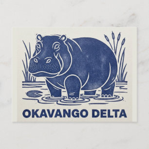 Carte Postale Hippopotame dans le delta de l'Okavango Botswana