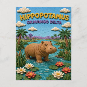 Carte Postale Hippopotame Delta de l'Okavango Moderne KlayKoo