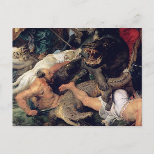 Carte Postale Hippopotame et Crocodile Hunt, c.1615-16 (Devant)
