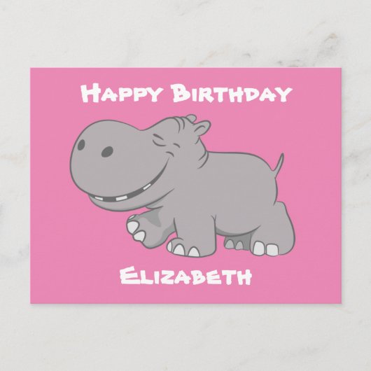 Carte Postale Hippopotame Heureux (Devant)