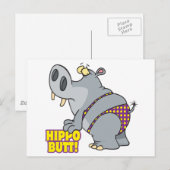 Carte Postale hippopotame hippo babt bikini (Devant / Derrière)