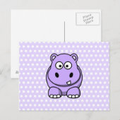 Carte Postale Hippopotame Lavande Mignon (Devant / Derrière)