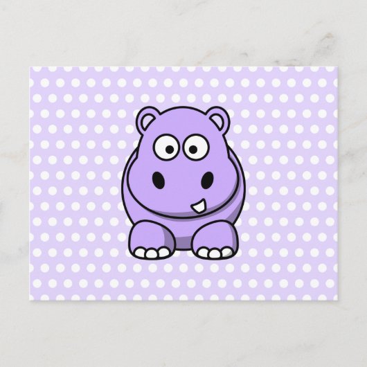 Carte Postale Hippopotame Lavande Mignon (Devant)