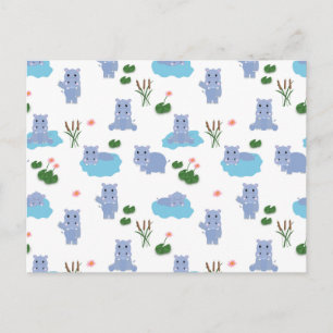 Carte Postale Hippopotame Mignon Motif Hippopotame