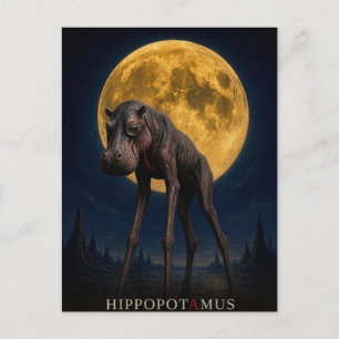 Carte Postale Hippopotame Monocle gothique Surréaliste