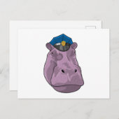 Carte Postale Hippopotame Policier (Devant / Derrière)