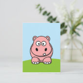 Carte Postale Hippopotame Rose Mignon (Debout devant)