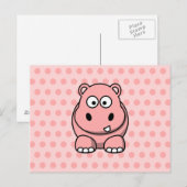 Carte Postale Hippopotame rose mignon (Devant / Derrière)