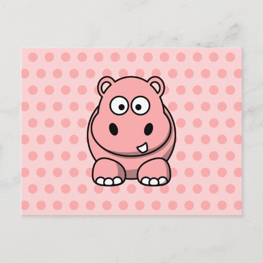 Carte Postale Hippopotame rose mignon (Devant)