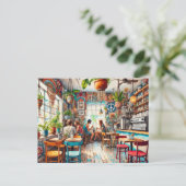 Carte Postale Hippy Café à Miami Watercolor (Debout devant)