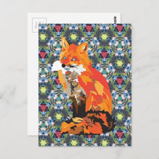 Carte Postale Hippy Fox (Devant / Derrière)