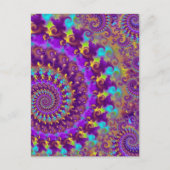 Carte Postale Hippy Fracty Motif violet Turquoise & Jaune (Devant)
