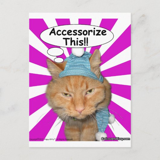 Carte Postale Hippy Kitty Accessorez Ceci! ! (Devant)