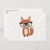 Carte Postale Hipster Baby Fox avec lunettes (Devant / Derrière)
