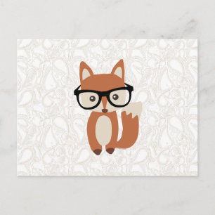 Carte Postale Hipster Baby Fox avec lunettes