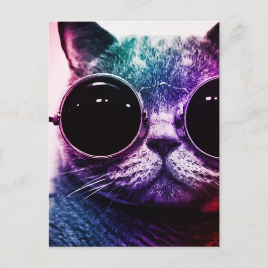 Carte Postale Hipster Cat Pop Art (Devant)