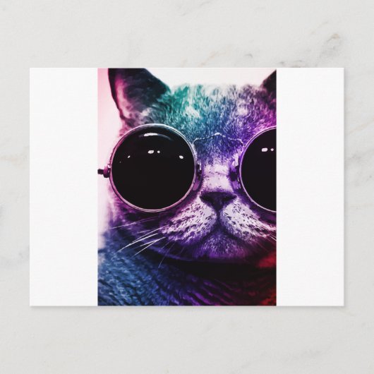 Carte Postale Hipster Cat Pop Art (Devant)