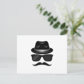Carte Postale Hipster cool avec moustache, casquette et lunettes (Debout devant)