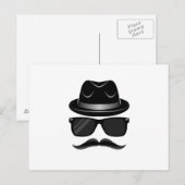 Carte Postale Hipster cool avec moustache, casquette et lunettes (Devant / Derrière)