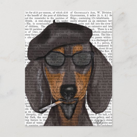 Carte Postale Hipster Dachshund Noir et Tan (Devant)