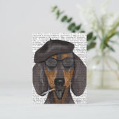 Carte Postale Hipster Dachshund Noir et Tan (Debout devant)