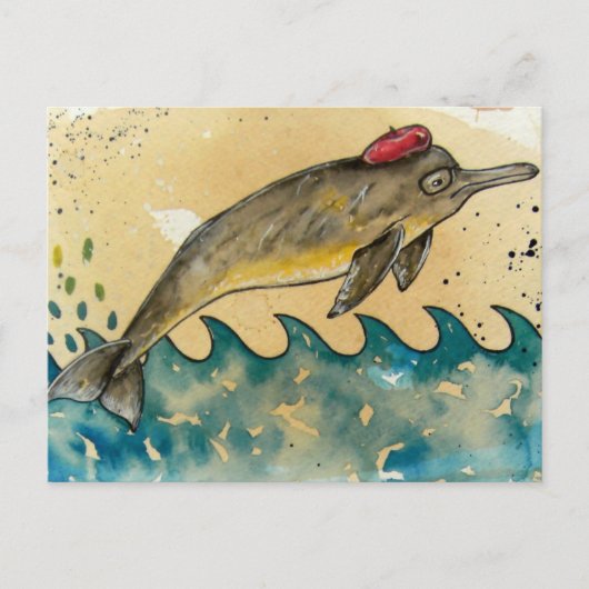 Carte Postale Hipster Dolphin (Devant)