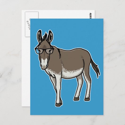 Carte Postale Hipster Donkey (Devant / Derrière)