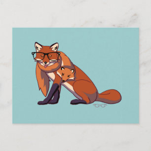 Carte Postale Hipster Fox (sans texte)