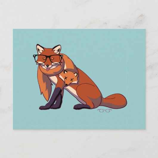 Carte Postale Hipster Fox (sans texte) (Devant)