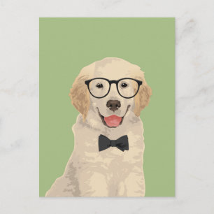 Carte postale Hipster Golden Retriever Puppy