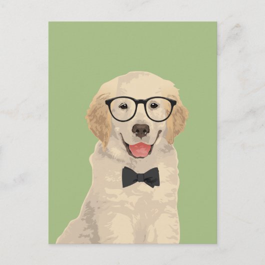 Carte postale Hipster Golden Retriever Puppy (Devant)
