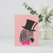 Carte Postale Hipster Zebra avec chapeau supérieur et Cravate Bo (Debout devant)