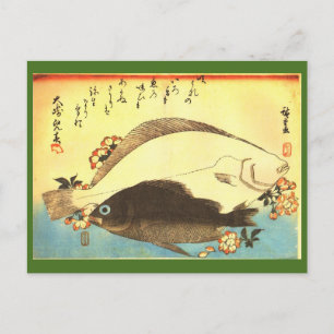 Carte Postale Hirame & Mebaru - Impression de poisson japonais H