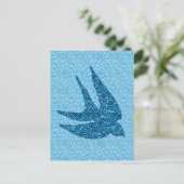 Carte Postale Hirondelle japonaise en vol, Cobalt et bleu pâle (Debout devant)