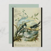 Carte Postale Hirondelles d'oël de Noël vintage (Devant / Derrière)