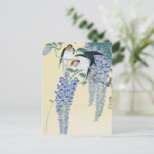 Carte Postale hirondelles et bactéries par Ohara Koson (Debout devant)