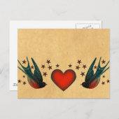 Carte Postale hirondelles et étoiles (Devant / Derrière)