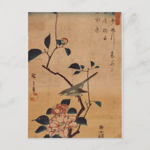 Carte Postale Hiroshige : Camellia et Bush Warbler