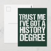 Carte Postale Histoire amusante Diplôme Citation Historien (Devant / Derrière)