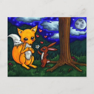 Carte Postale histoire d'amour de renard et de lièvre