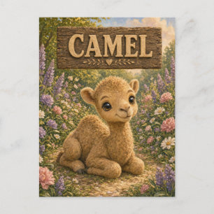 Carte Postale Histoire de bébé chameau mignon livre de nursery a