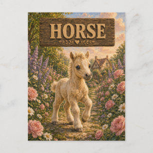 Carte Postale Histoire de bébé cheval mignon livre de nursery an