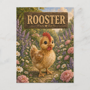 Carte Postale Histoire de bébé coq mignon Livre de nursery Anima