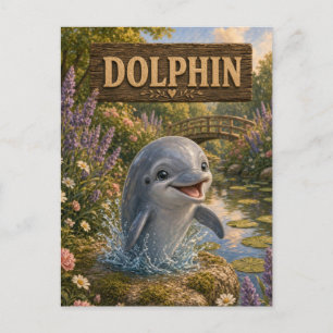 Carte Postale Histoire de bébé dauphin mignon livre de nursery a